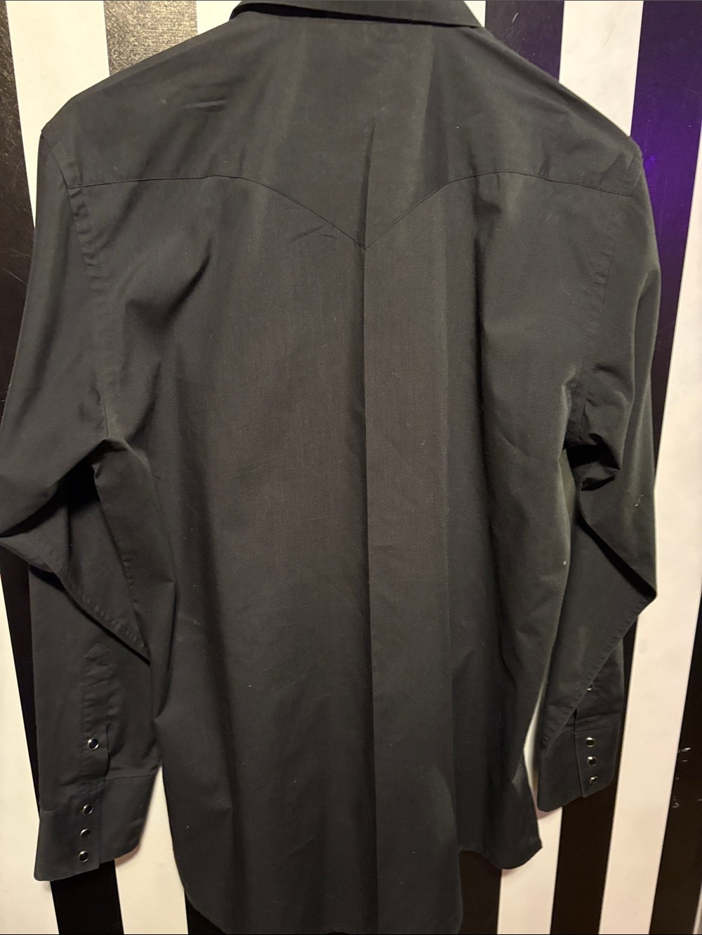 Panhandle Slim Black Men's Dress Shirt Pearl Snap Bib Front Detail Size Medium - Picture 13 of 14